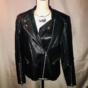 H&M Faux Leather Biker Jacket w/ Zippers & Pockets